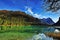 The autumn view of Lake Dobbiaco, Dolomites,South Tyrol, Italy