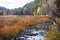 Autumn view of Oulanka National Park, landscape, a finnish national park in the Northern Ostrobothnia and Lapland regions of