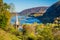 Autumn view of the Potomac River from Jefferson Rock, in Harpers Ferry, West Virginia.