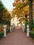 Autumn view of the private garden of Empress Maria Feodorovna near the Pavlovsk Palace in Pavlovsk. Russia