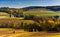 Autumn view of rolling hills in rural York County, Pennsylvania.