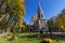 Autumn view of Russian church Monastery Nativity in town of Shipka, Bulgaria