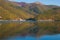 Autumn view of Scanno lake, the tourist jewel of the `Italian Tibet`: it is the Lake of Scanno, a small basin of Abruzzo