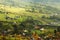 Autumn village landscape,  panoramic nature  scenery, Carpathian mountains. Ukraine, Europe