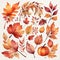 Autumn Watercolor Clipart, banner background, branch, autumn leaves, colorfully, decoration, Generative AI