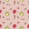  Autumn watercolor pattern on a pink background with a pumpkin flowers