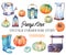 Autumn Watercolor Pumpkin Vintage Farmhouse Clipart.