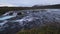 Autumn waterfall Bruarfoss late evening dusk view, Iceland.