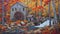 Autumn Watermill Painting