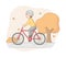 Autumn Weekend Time Leisure Concept. Young Woman Rides Bicycle In the Park. Active People Do Sport And Have A Good Time