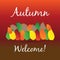 Autumn welcome colorful fall leafs greetings card