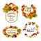 Autumn Welcome Fall vector leaf wreath icons