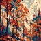 Autumn Whispers in the Woods - Abstract Vectorize Style - AI generated