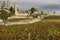 Autumn wineyards in St. Emilion. Agriculture industry in Aquitaine. France