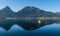 Autumn Wolfgangsee lake panorama, St. Wolfgang im Salzkammergut, Upper Austria