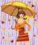 Autumn woman and umbrella