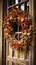 Autumn wreath decoration, autumn holiday season in the English countryside style, botanical autumnal decor