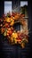 Autumn wreath decoration, autumn holiday season in the English countryside style, botanical autumnal decor