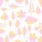 Autumn yellow and pink withered leaves seamless pattern.