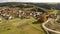 Autumnal aerial landscape of czech village Ostrov u Macochy in autumn day