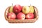 Autumnal basket with fruits on a white