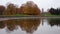 Autumnal colours of Mokotow Field park in Warsaw, Poland