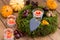 Autumnal decoration - moss wreath and slate heart