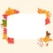 Autumnal frame with maple leaves.