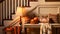 Autumnal hallway decor, interior design and house decoration, welcoming autumn entryway furniture, stairway and entrance hall home