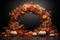 Autumnal harvest wreath with pumpkins gourds and