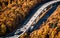 Autumnal Highway Views Aerial Serenity over Woods and Overpasses