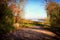 Autumnal hiking trail in Nierstein with a view to a river