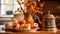 Autumnal kitchen decor, interior design and house decoration, classic English kitchen decorated for autumn season in a