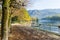 Autumnal landscape along the bike path, italian countryside