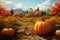 Autumnal landscape with pumpkins and fall