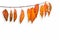 Autumnal orange red cherry leaves on twig on white background with space for text