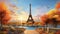Autumnal Parisian Dreamscape with Eiffel Tower. Generative Ai