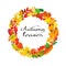 Autumnal round frame. Wreath of autumn leaves. design elements. Vector illustration.