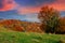 Autumnal rural landscape at dusk