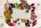 Autumnal seasonal Harvest on wooden Background