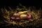 Autumnal still life composition with apples, pear and prunes