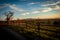 Autumnal sunset landscape in the countryside in Poland.