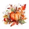 Autumnal Watercolor Decorations on White Background for Invitations and Scrapbooking.