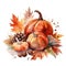 Autumnal Watercolor Decorations on White Background for Invitations and Scrapbooking.