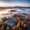 Autumns Aerial Symphony: A Colorful Landscape at Dawn