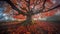 Autumns Golden Carpet: Red Maple Tree in Full Splendor