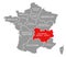 Auvergne - Rhone - Alpes red highlighted in map of France