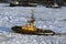 Auxiliary ships in seaport of St. Petersburg during winter navigation. Russia