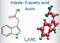 Auxin, Indole-3-acetic acid IAA, 3-IAA. Structural chemical formula and molecule model