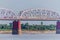 Ava (Inwa) bridge crossing Irrawady (Ayeyarwady) river in Sagaing near Mandalay, Myanm